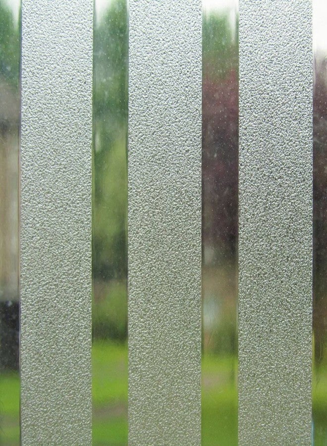 CVANU Privacy Film White Frosting Film Window Sticker Striped Frosted Vinyl Sheets for Front Door/Bathroom/Sidelight/Small, 24''X84'' - Removable, 213.36 Cm - Image 2