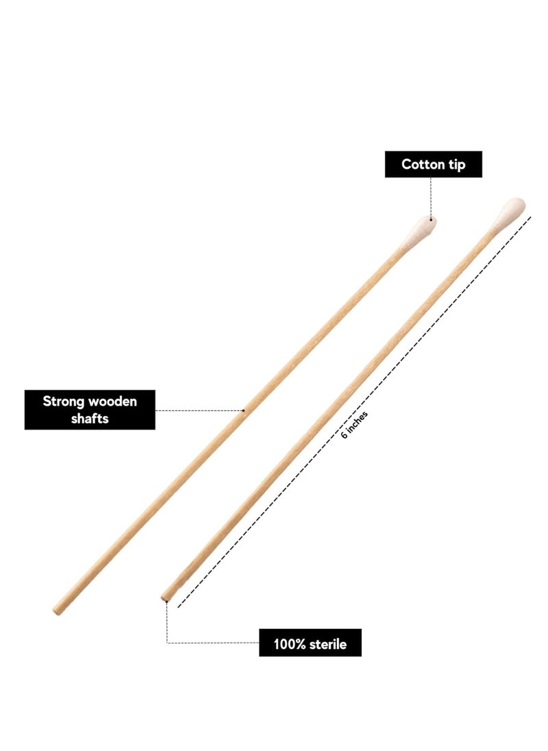 King Mariot Sterile Cotton Applicator 6 inch | Single-Use Wooden Stick with Firmly Wound Cotton Bud for Medical and Beauty Applications  - Image 2