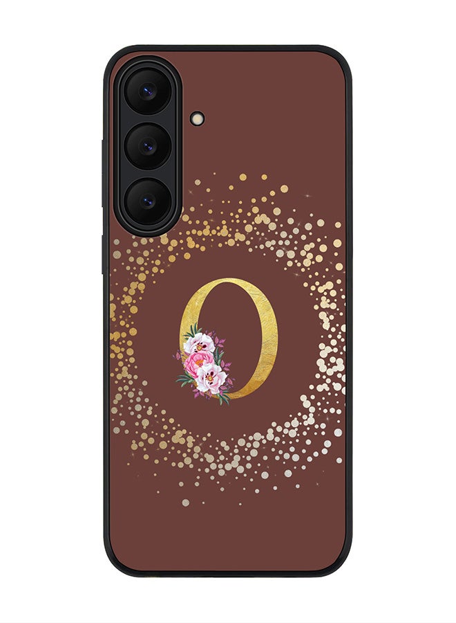 Stylizedd For Samsung Galaxy S25 FE Case,Slim fit Camera Protection, Shockproof Thin Phone cover  - Custom Monogram Floral - O  (Brown )