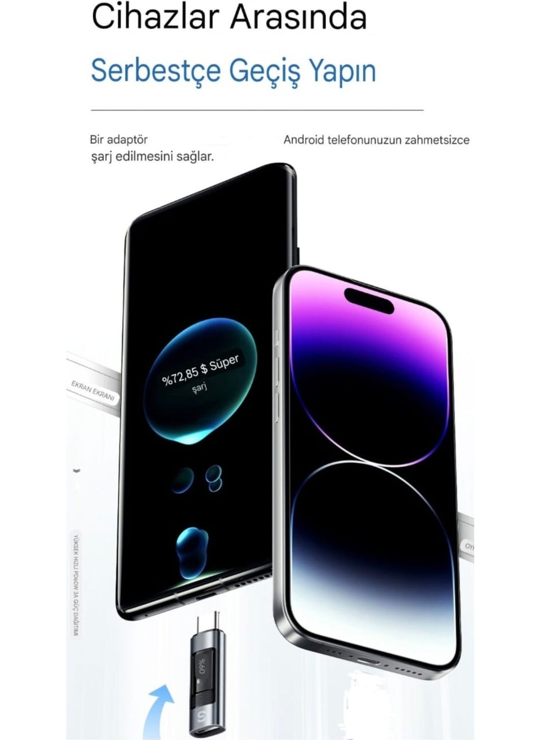 ESSAGER - Type-C To iPhone Lightning 60W Fast Adapter Converter Digital Display Latest Generation Technology - Image 1