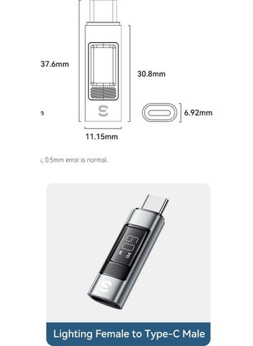 ESSAGER Type-C To iPhone Lightning 60W Fast Adapter Converter Digital Display Latest Generation Technology  - Image 5