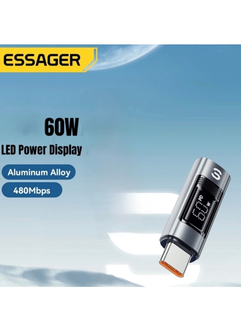 ESSAGER - Type-C To iPhone Lightning 60W Fast Adapter Converter Digital Display Latest Generation Technology - Image 1