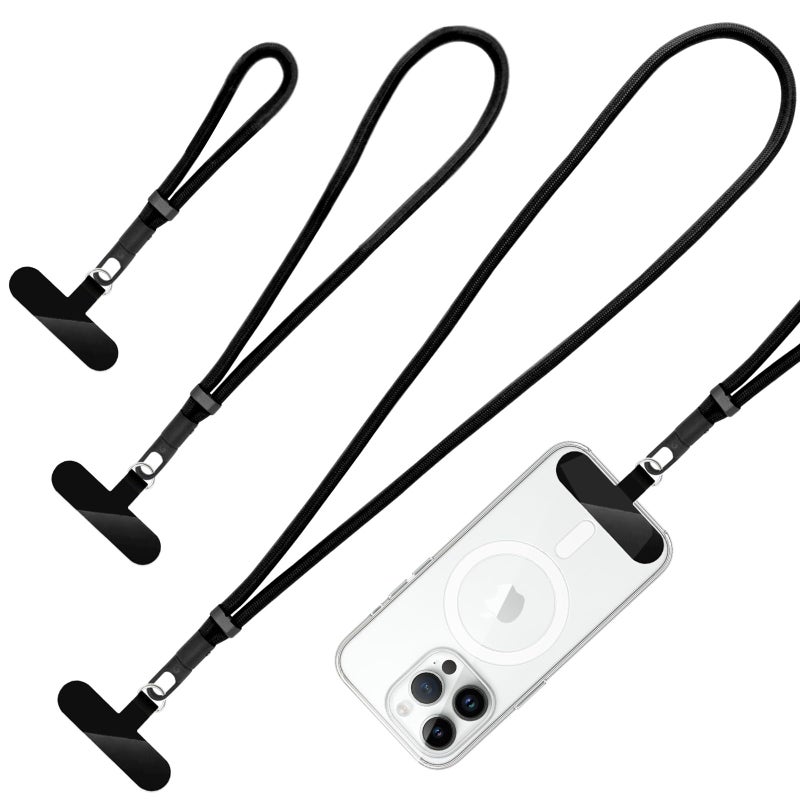 Yojaro 360Â° Rotatable Adjustable Phone Lanyard 3-Piece Set - Wrist/Neck/Crossbody Strap with Tether Tabs, Universal for Phones(Black) - Image 1
