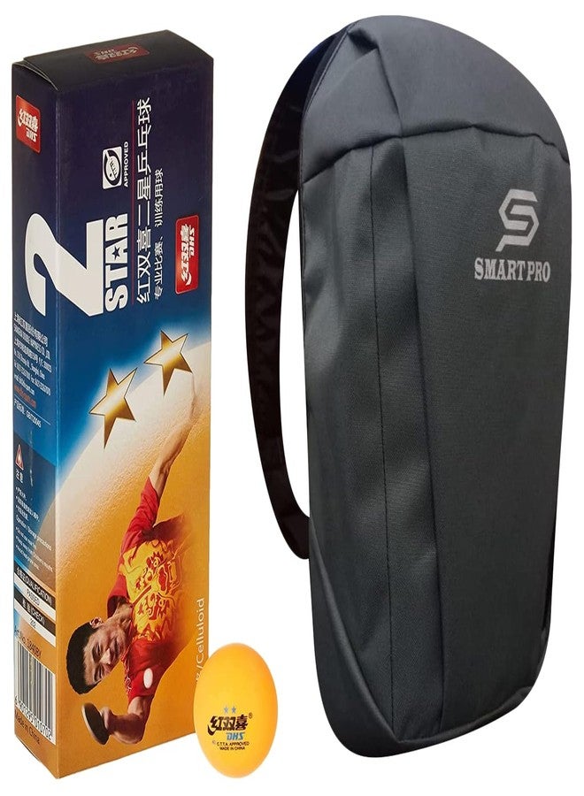 دي إتش أس كرة تنس الطاولة DHS 40 مم، نجمتان، برتقالية (علبة من 10 قطع) 20 قطعة مع غطاء Smart PRO TT خاص، رمادي داكن سريع - Image 2