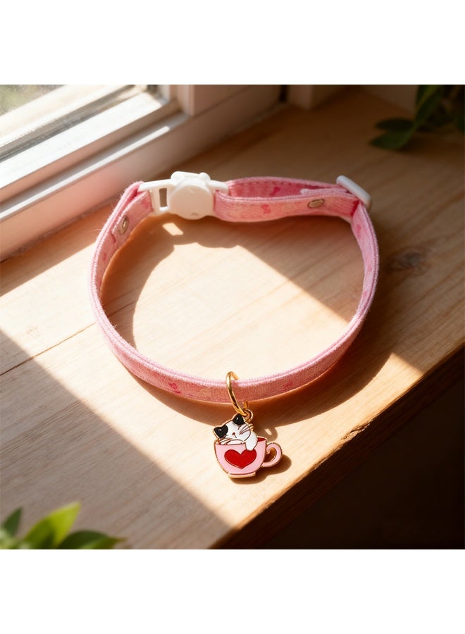 طوق قطط لطيف مع قلادة قطط القهوة بحجم قابل للتعديل مضاد للاختناق مناسب للقطط والحيوانات الأليفة الصغيرة الأخرى - Image 5