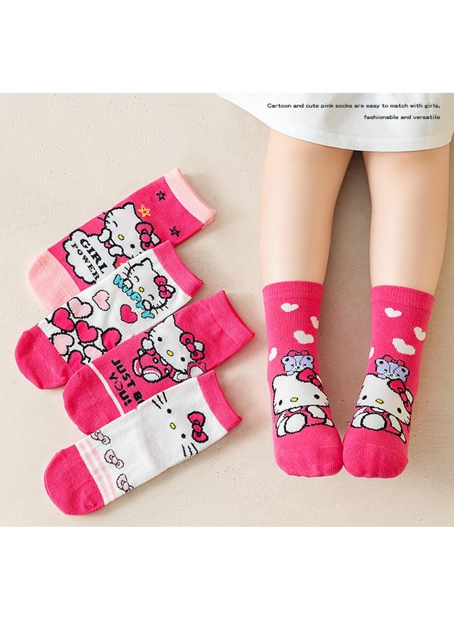 سانريو جوارب أطفال بنمط كرتوني ، جوارب منتصف الساق ، جوارب قطنية ، جوارب خريف وشتاء ، مريحة ومتعددة الاستخدامات (الحجم: L (مناسب للأطفال الذين تتراوح أعمارهم بين 6-8 سنوات) - Image 1