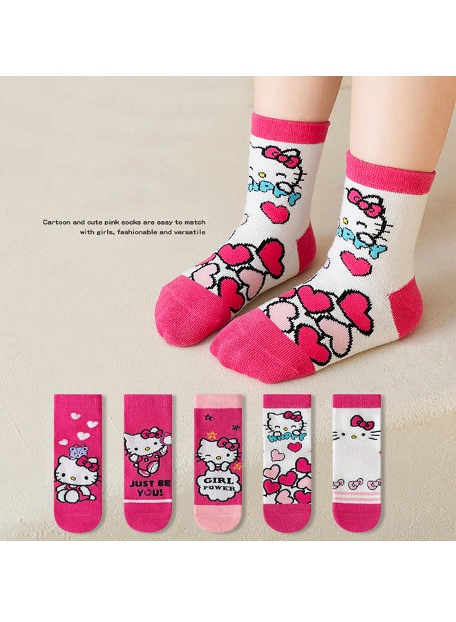 سانريو جوارب أطفال بنمط كرتوني ، جوارب منتصف الساق ، جوارب قطنية ، جوارب خريف وشتاء ، مريحة ومتعددة الاستخدامات (الحجم: L (مناسب للأطفال الذين تتراوح أعمارهم بين 6-8 سنوات) - Image 2