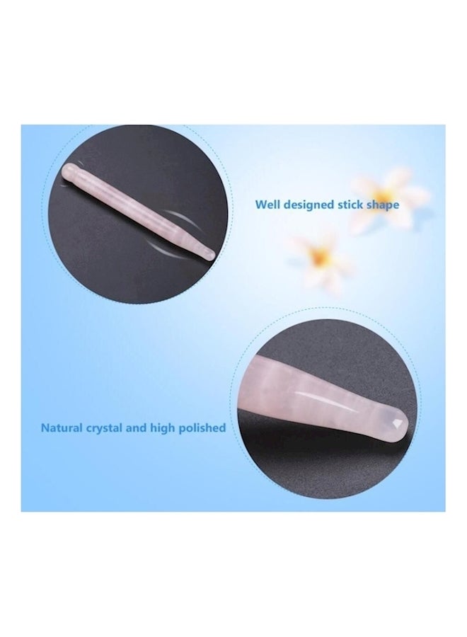 NIBEMINENT Crystal Stone Face Massage Roller Stick Light Pink - Image 3