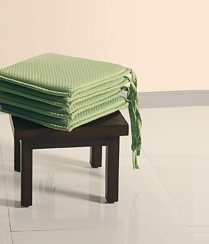 Swayam Swayam Pure Cotton Reversible Chair Set Pads with Loops 16X16 Machine Washable Chair Pad Set of 1 Indoor Square Cushion Seat Or Chair Pads  - Image 4