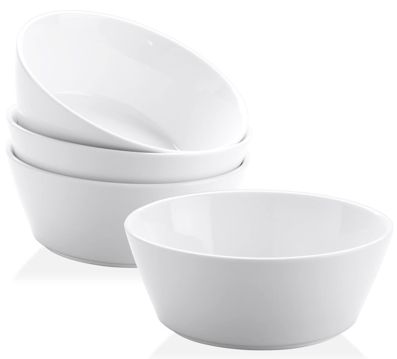 Yedio 32 OZ Large Soup Bowls Set of 4  White Porcelain Bowls for Ramen Cereal Salad Pasta Oatmeal  More  Microwave Dishwasher Oven  Freezer Safe