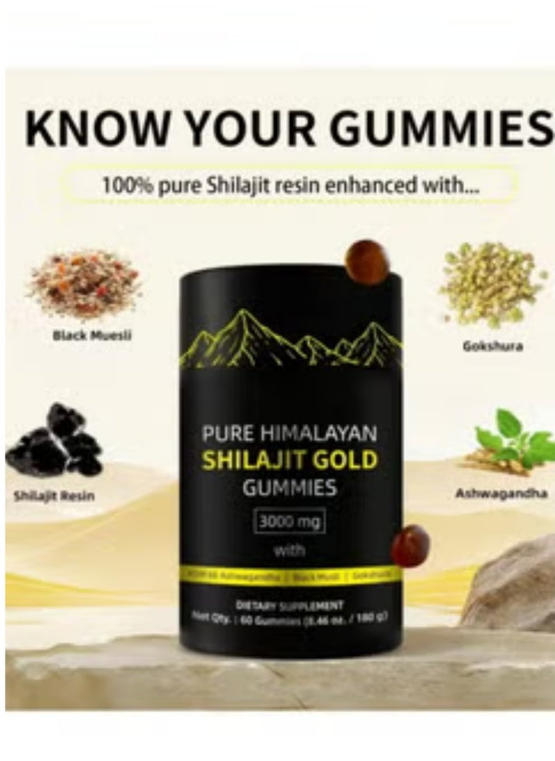 BIYODE Pure Himalayan Shilajit Gummies Gold I Lab Tested I No Added Sugar I Ashwagandha, Gokshura| Fulvic Acid & 85+ Trace Minerals I for Men, Women I Non-GMO I 100% Natural & Organic I 60 Gummy  - Image 4