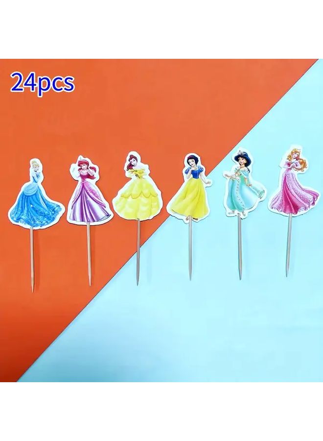 24 Piece Princess Party Picks Paper Decorations for Birthday Wedding Themed Events Dessert Slot - Image 1