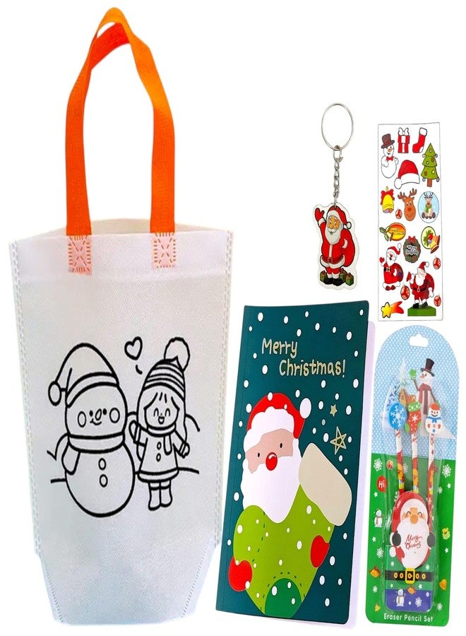 AMANVANI Christmas Theme Stationery Gift Combo, Gift Combo For Kids, Santa Claus Return Gifts For Xmas Party, New Years Gift For Kids of All Age Group, Stationery Set (5 Item Combo) - Image 1