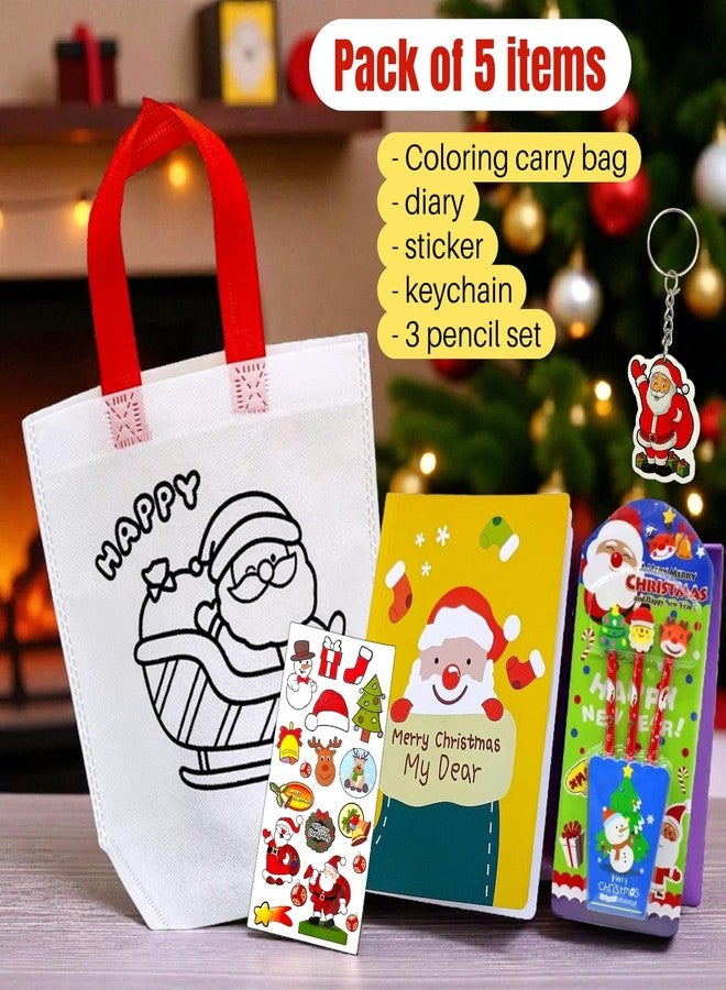 AMANVANI Christmas Theme Stationery Gift Combo, Gift Combo For Kids, Santa Claus Return Gifts For Xmas Party, New Years Gift For Kids of All Age Group, Stationery Set (5 Item Combo) - Image 3