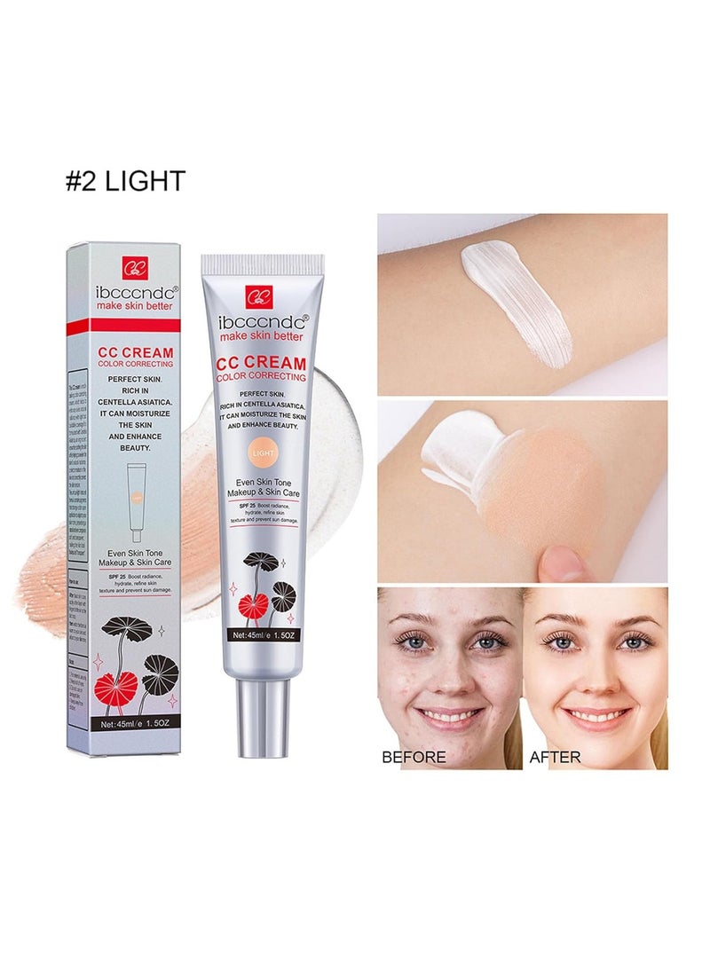 ibcccndc Color Correcting CC Cream,Hydrating CC Cream Foundation with Centella Asiatica Multi-Purpose Pre-makeup Primer Moisturizing Facial Concealer Sunscreen Full-Coverage CC Cream with SPF 25 (light) - Image 2