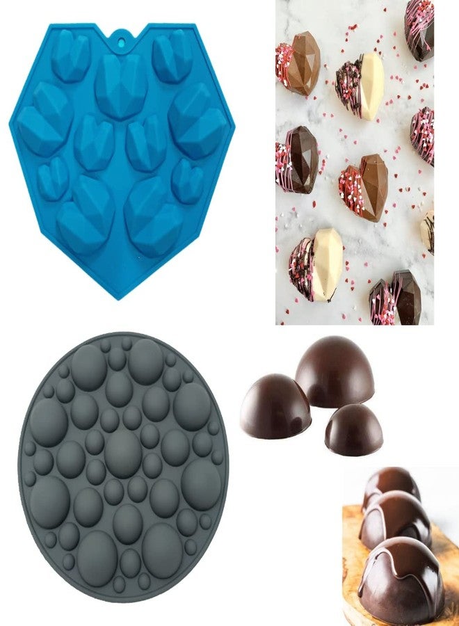 MoldBerry Silicone 11 Cavities Heart Pinata Chocolate Mould & Bubble Chocolate Mould for Making Gummies, ice, Jelly, Fondant Sugarpaste Cake Decoration Cupcakes Decoration - Pack of 2 - Image 1