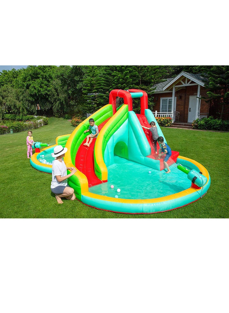 LIMOS Inflatable Twin Water Slide With Bouncer and Tunnel for Kids Outdoor Play - Image 1