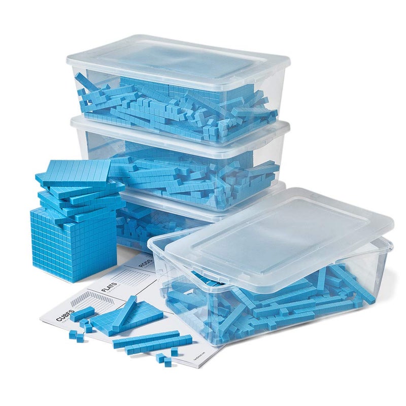 hand2mind Blue Plastic Base Ten Blocks Complete Set Place Value Blocks Counting Cubes for Kids Math Base Ten Blocks Classroom Set Math Blocks Kindergarten Base 10 Math Manipulatives Set of 644 - Image 2
