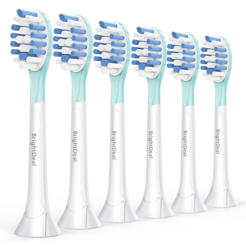 رؤوس استبدال BrightDeal لفرشاة الأسنان الكهربائية Philips Sonicare ProtectiveClean 4100 5100 6100 DiamondClean 9500 ExpertClean 7500 FlexCare HealthyWhite C3 G3 W3 C2 G2 6 عبوة