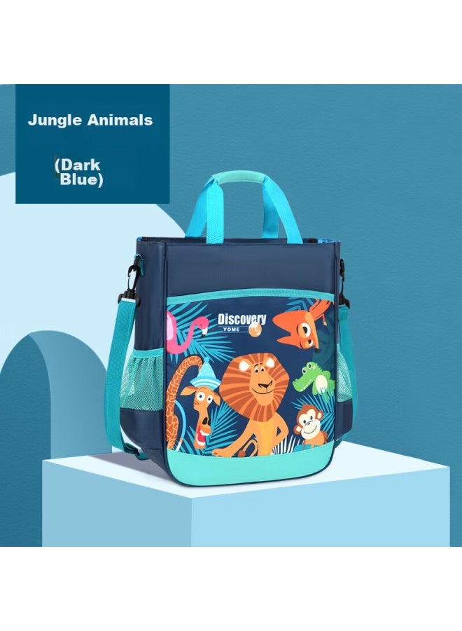 Yome Elementary School Tutoring Bag, After-school Bookbag, Boys' Shoulder Crossbody Bag, Handbag, Children's Art Bag, Animal Forest - Image 2