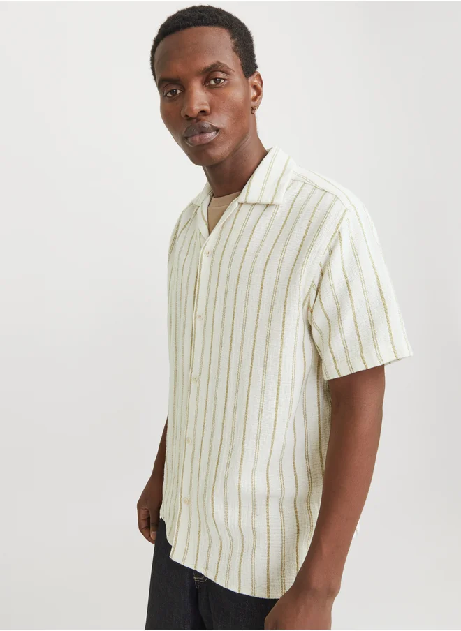 JACK & JONES Jack & Jones Striped Resort Collar Regular Fit Shirt