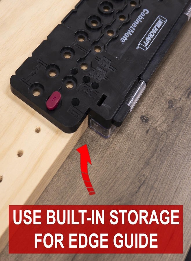 Milescraft 1316 CabinetMate - Shelf Pin Drilling Jig, Create Holes for Wobble Free Shelves. Cabinet Drill Guide for Straight Holes. Includes Drill Bit an Index Pins and Built-In Storage - Image 2