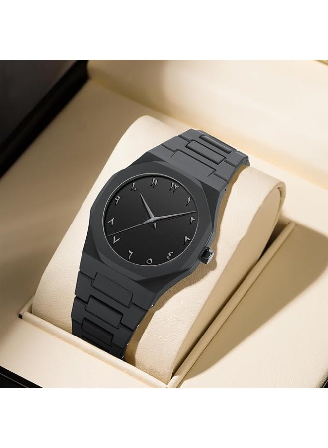 NIBOSI Men's Business Watches Analog Minimalism Dial Octagon Watches for Men Business Waterproof Dress Wrist Watch Black Plastic Strap - Image 2