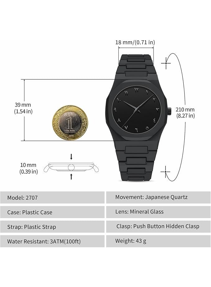 NIBOSI Men's Business Watches Analog Minimalism Dial Octagon Watches for Men Business Waterproof Dress Wrist Watch Black Plastic Strap - Image 3