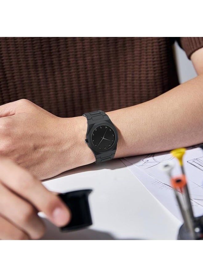 NIBOSI Men's Business Watches Analog Minimalism Dial Octagon Watches for Men Business Waterproof Dress Wrist Watch Black Plastic Strap - Image 4