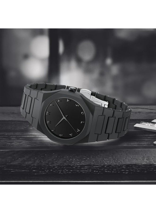 NIBOSI Men's Business Watches Analog Minimalism Dial Octagon Watches for Men Business Waterproof Dress Wrist Watch Black Plastic Strap - Image 5