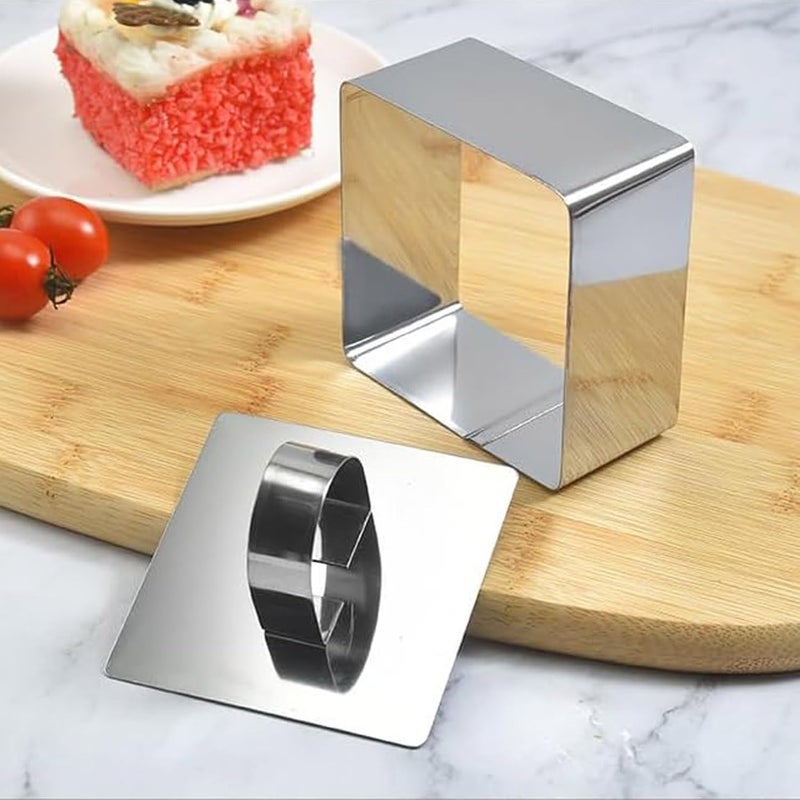 Uncle Jack 4 Pieces Food Ring Molds Set, 3 Inch Stainless Steel Cake Ring Mold with Pusher, for Kitchen Tools, Baking Pastry, Cake, Mousse (Include 4 Rings and 4 Pushers) - Image 5