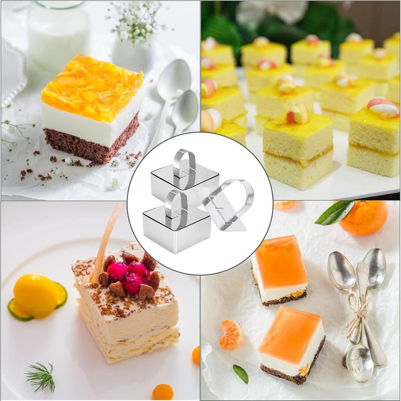 Uncle Jack 4 Pieces Food Ring Molds Set, 3 Inch Stainless Steel Cake Ring Mold with Pusher, for Kitchen Tools, Baking Pastry, Cake, Mousse (Include 4 Rings and 4 Pushers) - Image 4