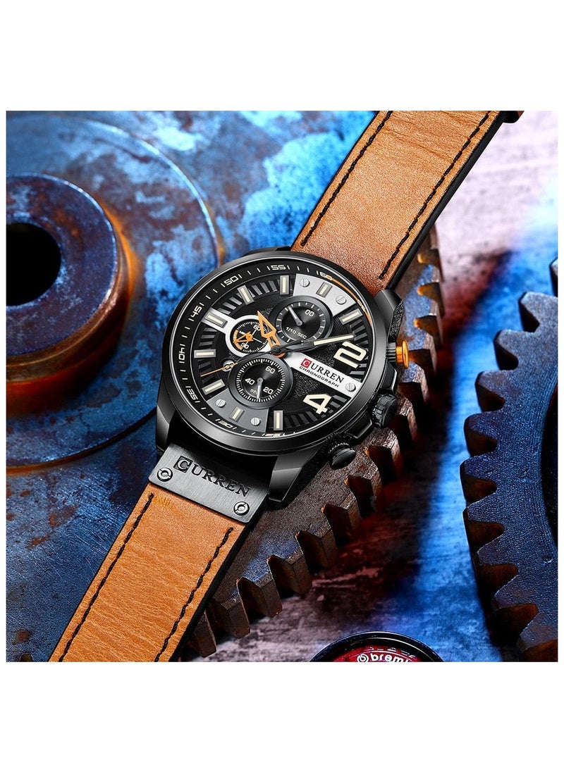 CURREN CURREN 8393 Original Brand Leather Straps Wrist Watch For Men  - Image 3