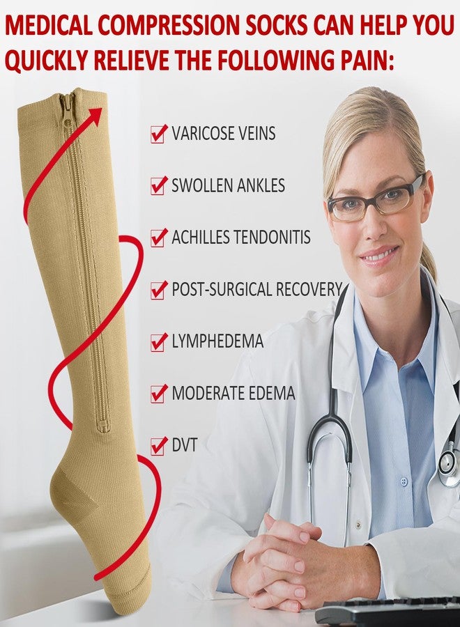 Ailaka Medical Zipper Compression Socks, 15-20 mmHg Knee High Open Toe Compression Socks for Men Women, Support Socks for Varicose Veins, Edema - Image 5