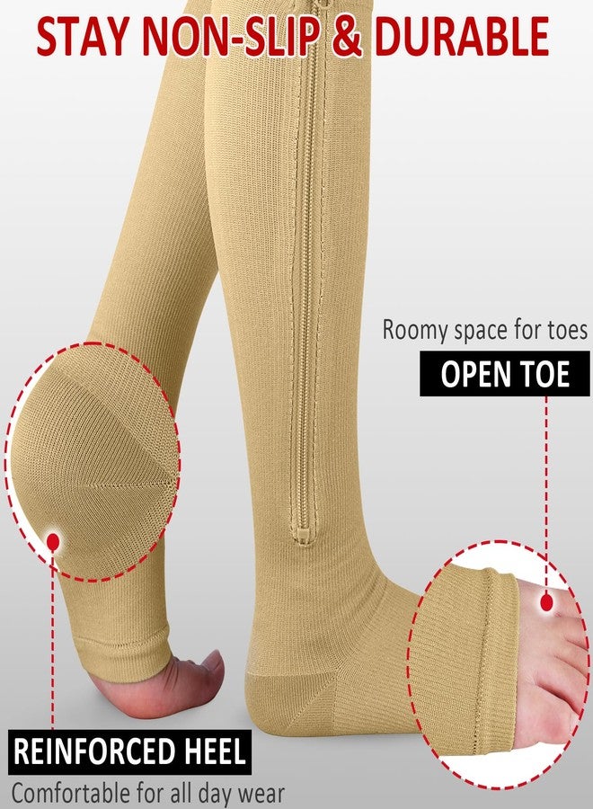 Ailaka Medical Zipper Compression Socks, 15-20 mmHg Knee High Open Toe Compression Socks for Men Women, Support Socks for Varicose Veins, Edema - Image 4