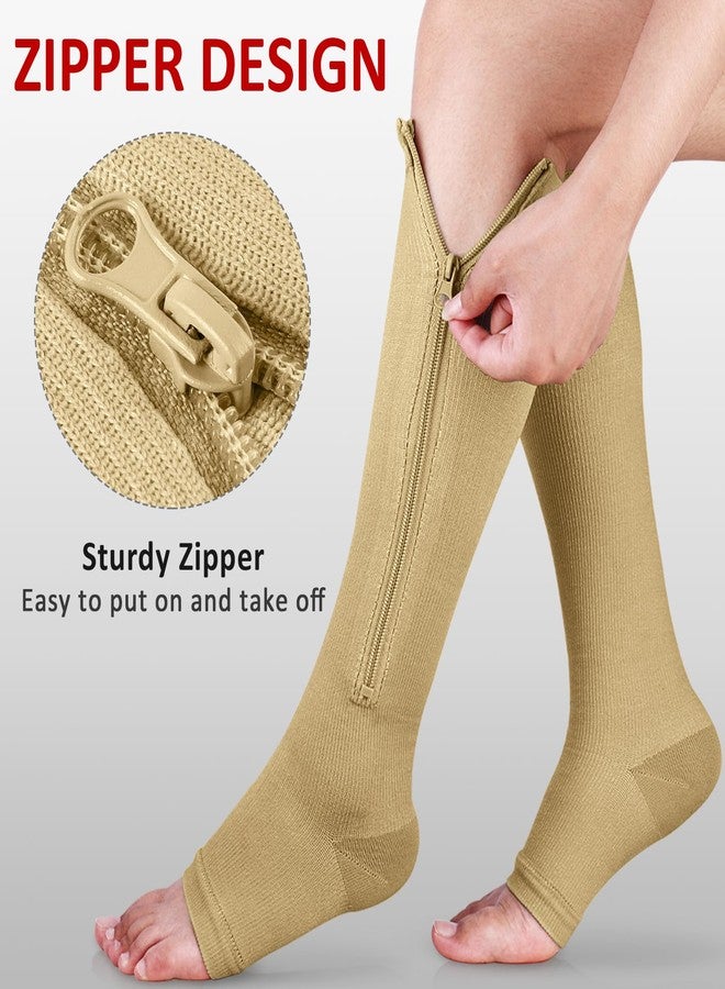 Ailaka Medical Zipper Compression Socks, 15-20 mmHg Knee High Open Toe Compression Socks for Men Women, Support Socks for Varicose Veins, Edema - Image 3