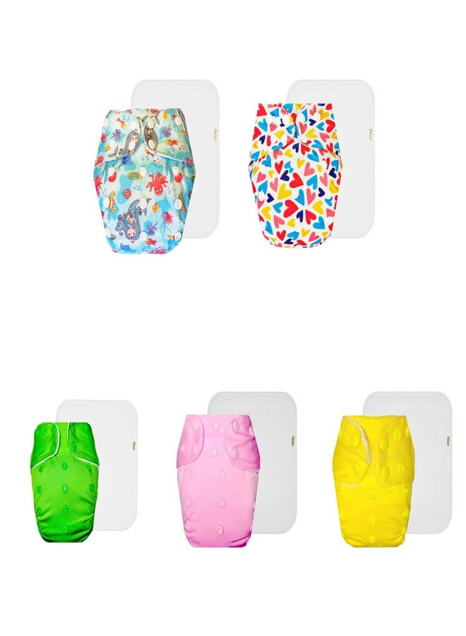 Dumbledo Premium Cloth Diaper with Cotton Insert (Pack of 5) | Soft & Gentle | Reusable & Washable | Travel Friendly | Ideal for Toddlers | 3 Months - 3 Years | Unisex Baby - Image 1