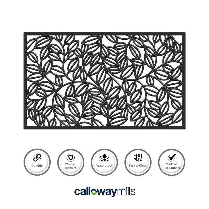 Calloway Mills AZ103752248 Lilac Vine Rubber Doormat, 22" x 48", Black - Image 4
