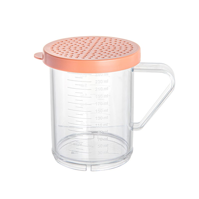 Restaurantware RW Base 10 Ounce Clear Plastic Dredge Spice Shaker 1 Reusable Dry Rub Shaker  Includes Rose Perforated Lid With Handle Clear Polycarbonate Spice Shaker For Any Seasoning