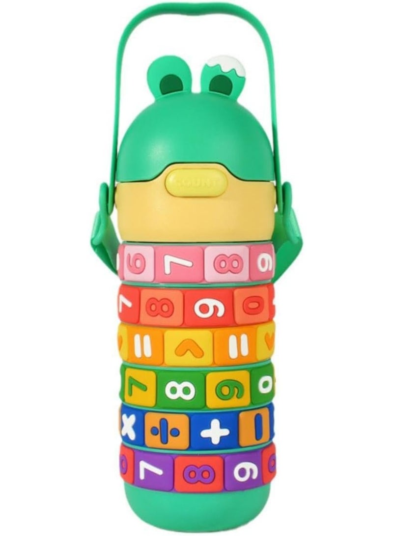 Tradeo Kids Math Learning Water Bottle, 430ml, Rainbow Number Rings, Stainless Steel with Strap Multicolor - Image 1