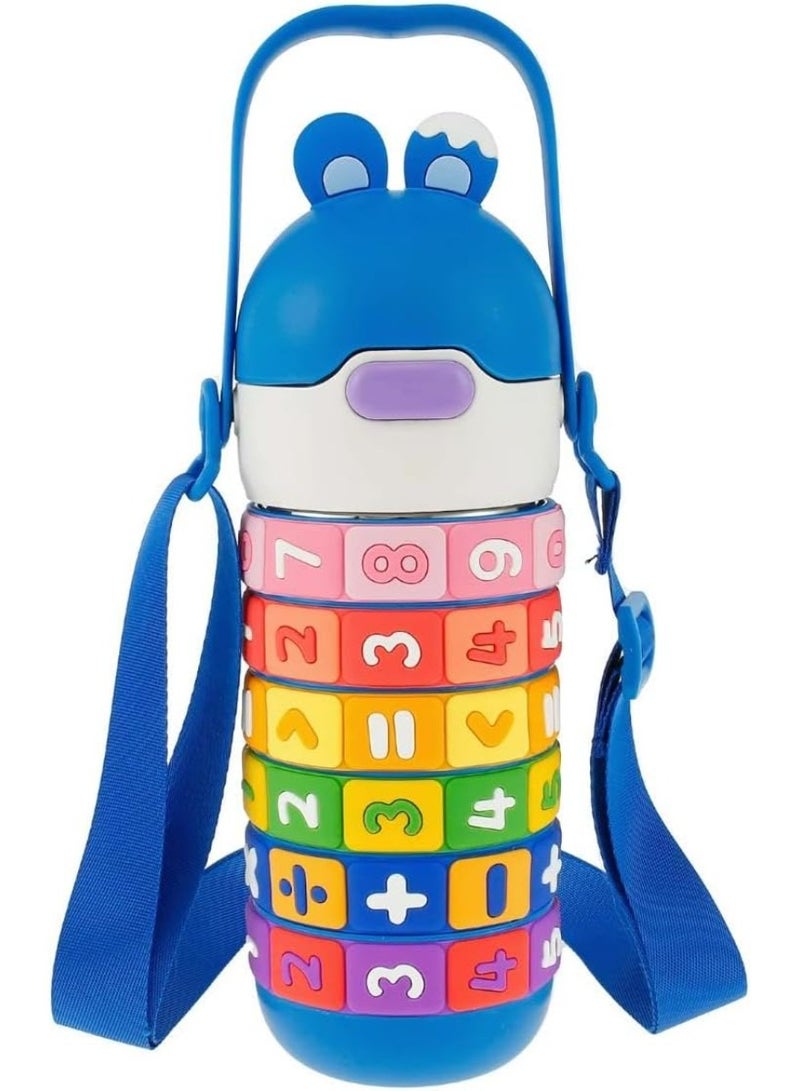 Tradeo Kids Math Learning Water Bottle, 430ml, Rainbow Number Rings, Stainless Steel with Strap Multicolor - Image 2
