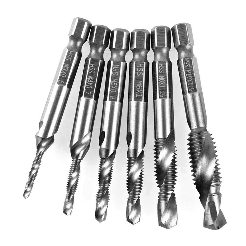 6PCs Hex Shank Screw Tap Drilling Tapping Tools Metric Industrial Accessory for Screw Machine6PC Metric 4341 Composite Tap - Image 2