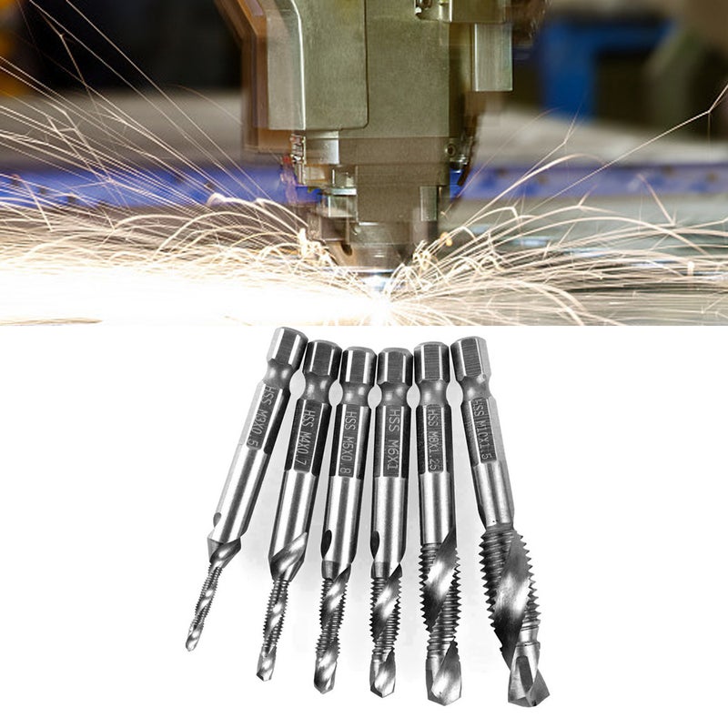 6PCs Hex Shank Screw Tap Drilling Tapping Tools Metric Industrial Accessory for Screw Machine6PC Metric 4341 Composite Tap - Image 5