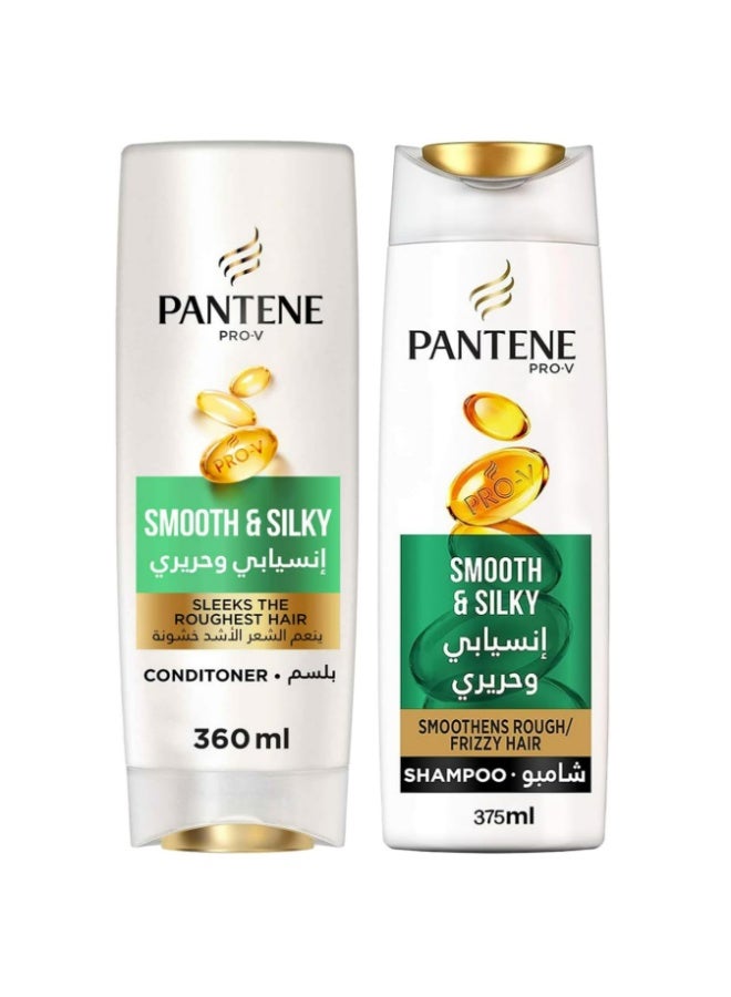 Pantene Pro-V Smooth & Silky Shampoo, 375 ml + Conditioner 360 ml