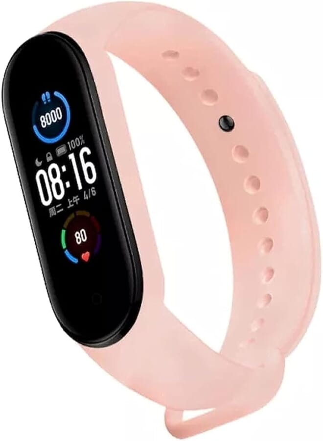 Next Next store Silicone Replacement Wristband Compatible with Xiaomi Mi Band 6 / Mi Band 5 Smart Watch (Pink)