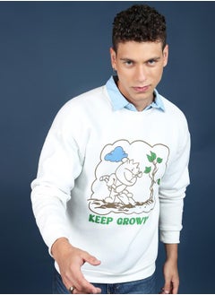 HIGHLANDER Front Graphic Print Relaxed Fit Sweatshirt by Styli  - Image 1