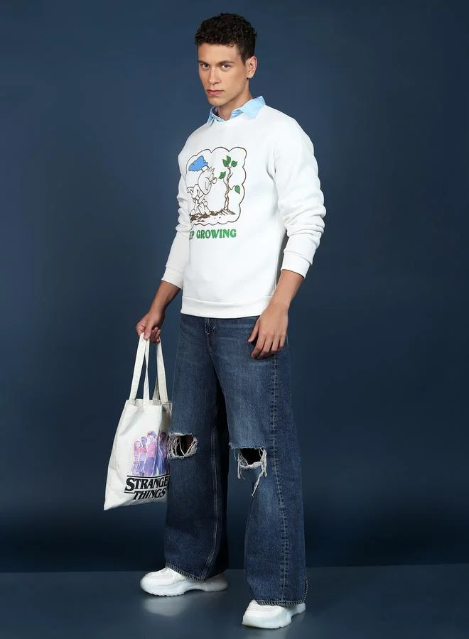 HIGHLANDER Front Graphic Print Relaxed Fit Sweatshirt by Styli