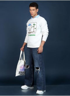 HIGHLANDER Front Graphic Print Relaxed Fit Sweatshirt by Styli  - Image 4