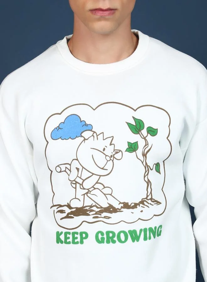 هاي لاندر سويت شيرت بقصة مريحة وطبعة جرافيك