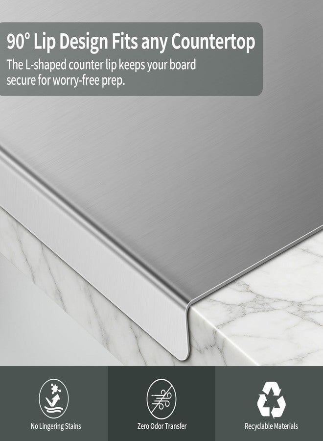 WILLKOMMEN Stainless Steel Cutting Board for Kitchen, Metal Cutting Board with Counter Lip Dishwasher Safe Chopping Board for Meat, Fish, Vegetables, Fruits, Bread, Pastry (40 x 30cm/ 16 x 12 in) - Image 5